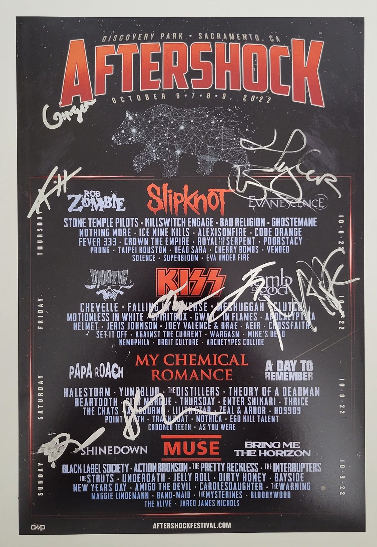 2022 Aftershock Festival signed 12x18 event poster COA exact Proof star autographed