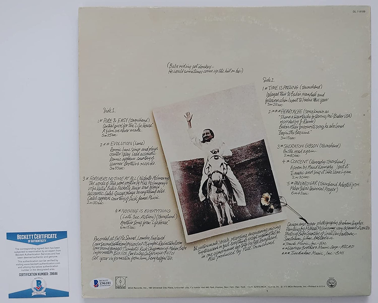Pete Townshend signed Who Came First album vinyl record proof Beckett COA autographed STAR