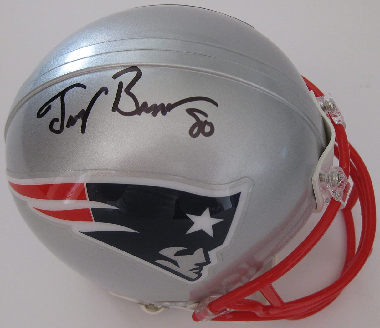 Troy Brown signed New England Patriots mini football helmet proof Beckett COA
