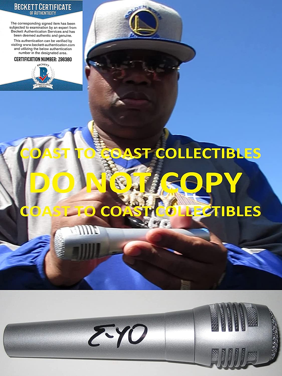 Rapper E40 signed microphone The Click exact Proof Beckett COA autographed mic STAR