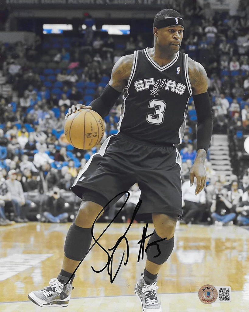 Stephen Jackson signed San Antonio Spurs basketball 8x10 photo proof Beckett COA