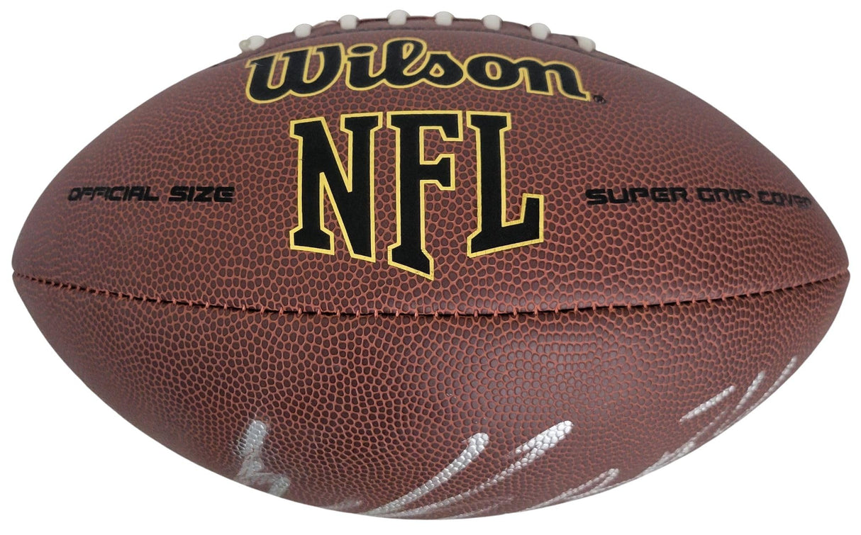 Marcus Peters Raiders signed NFL football proof COA KC Chiefs Ravens