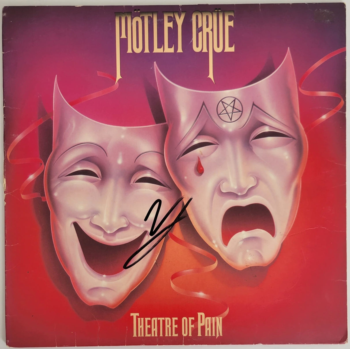 Vince Neil signed Motley Crue Theatre of Pain album vinyl record COA exact proof star