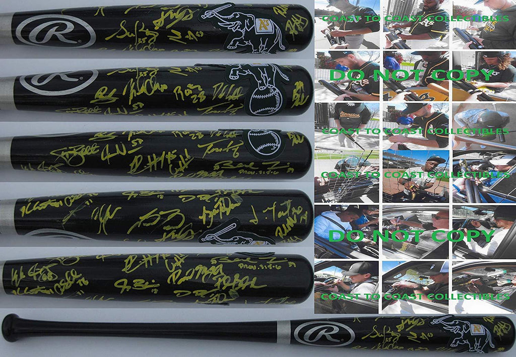 2019 Oakland Athletics, A's team signed autographed Baseball Bat, COA with the proof photos will be included.