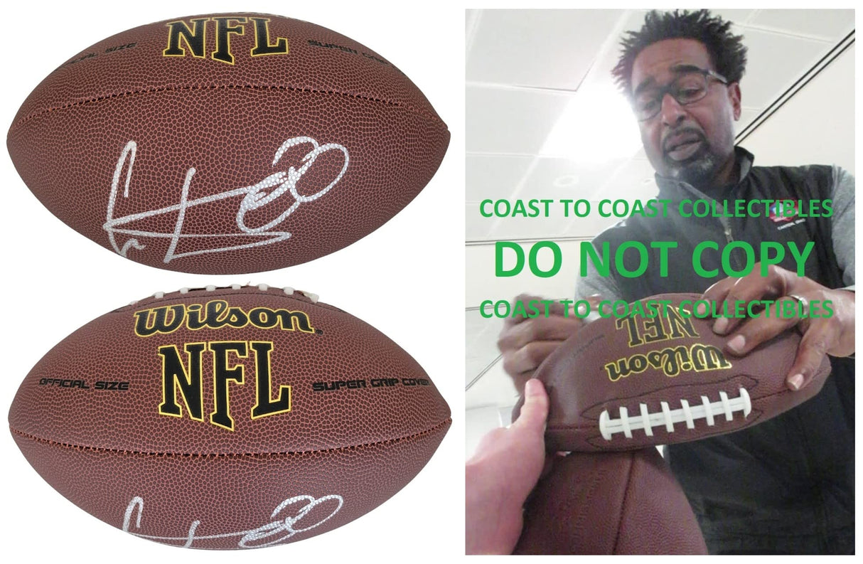 Cris Carter Vikings Philadelphia Eagles signed NFL football proof COA autographed