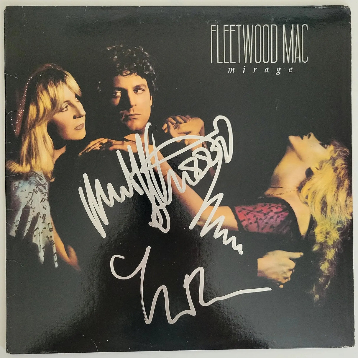 Mick Fleetwood Lindsey Buckingham signed Fleetwood Mirage album vinyl proof STAR