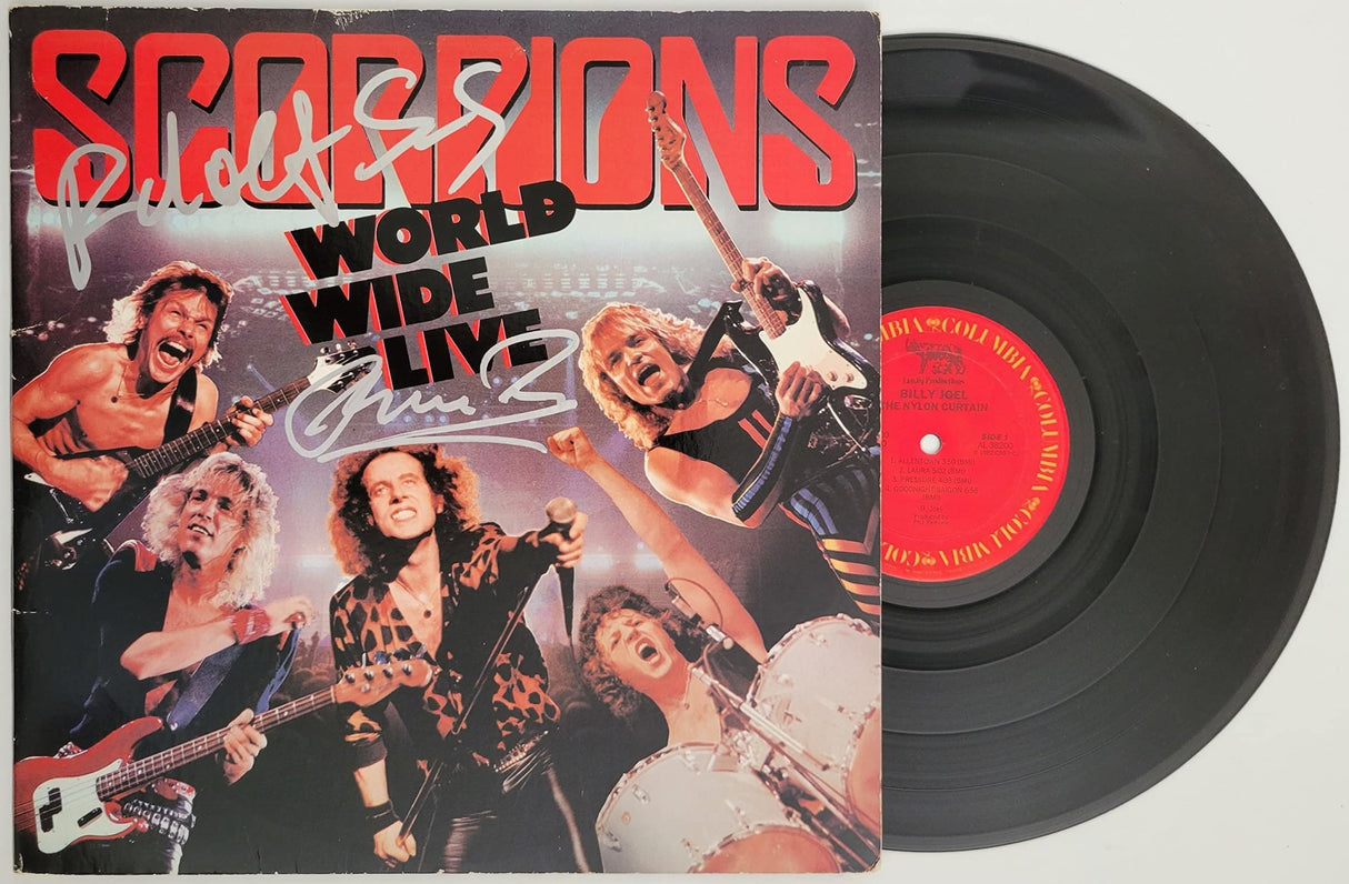 Klaus Meine Rudolf Schenker signed Scorpions World Wide Live album COA proof star autographed