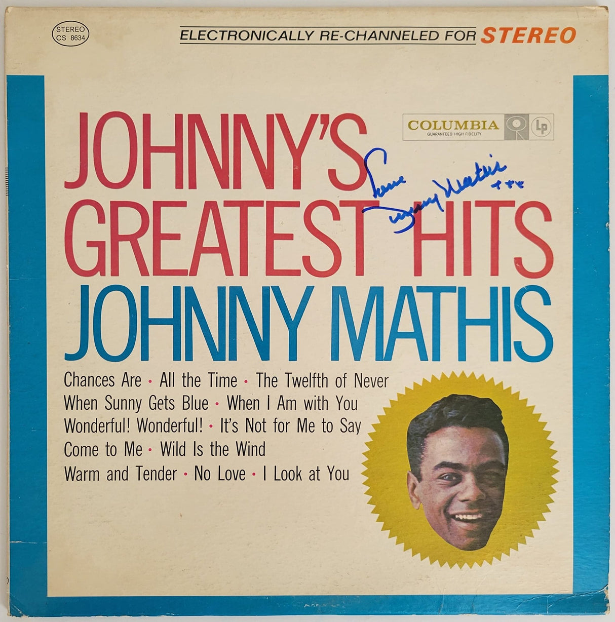 Johnny Mathis signed Greatest Hits album, vinyl COA exact proof autographed STAR