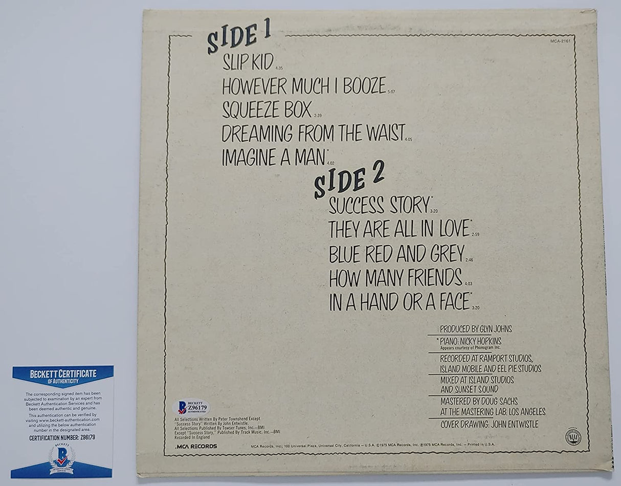 Pete Townshend signed The Who by numbers album vinyl record Proof Beckett COA STAR