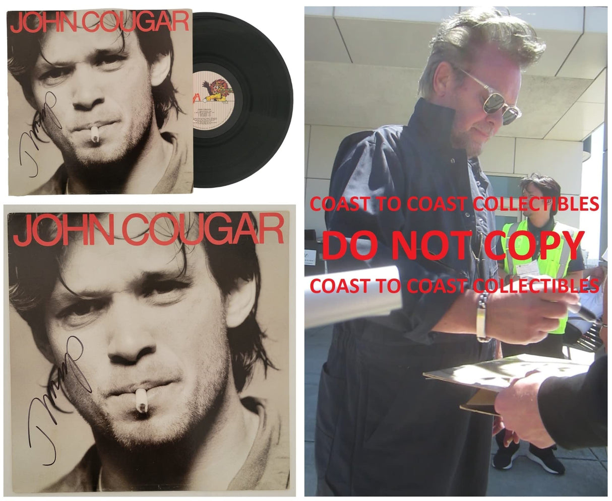 John Cougar Mellencamp signed John Cougar album vinyl record COA proof autograph STAR