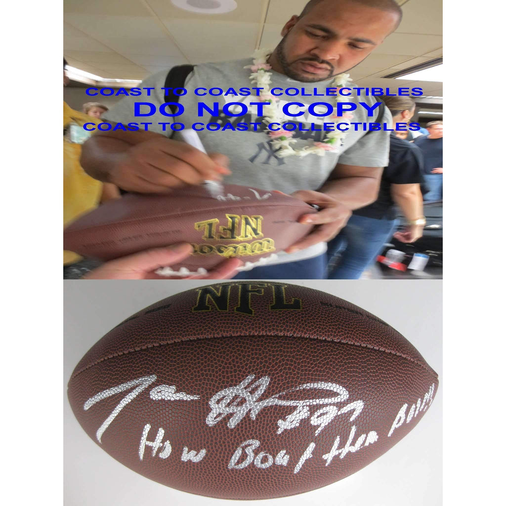 Jason Hatcher, Dallas Cowboys, Signed, Autographed, NFL Football, a COA with the Proof Photo of Jason Signing Will Be Included with the Football