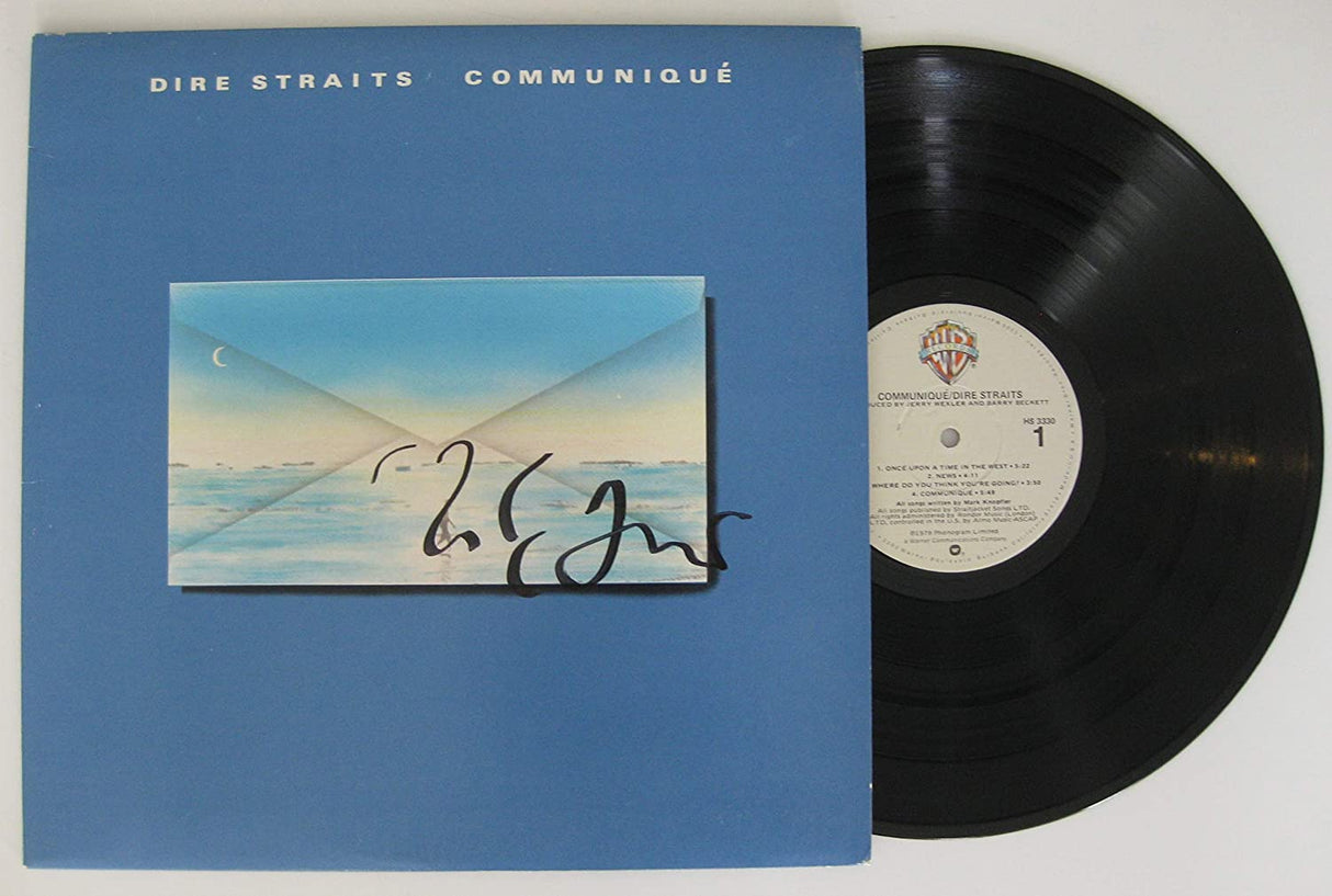 Mark Knopfler signed Dire Straits Communique album vinyl Proof Beckett COA STAR
