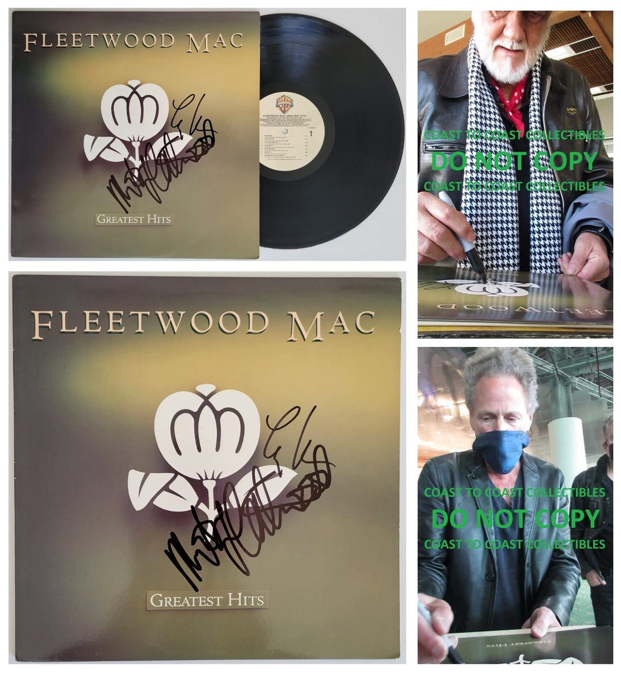 Mick Fleetwood Lindsey Buckingham signed Fleetwood Mac Greatest Hits album proof STAR