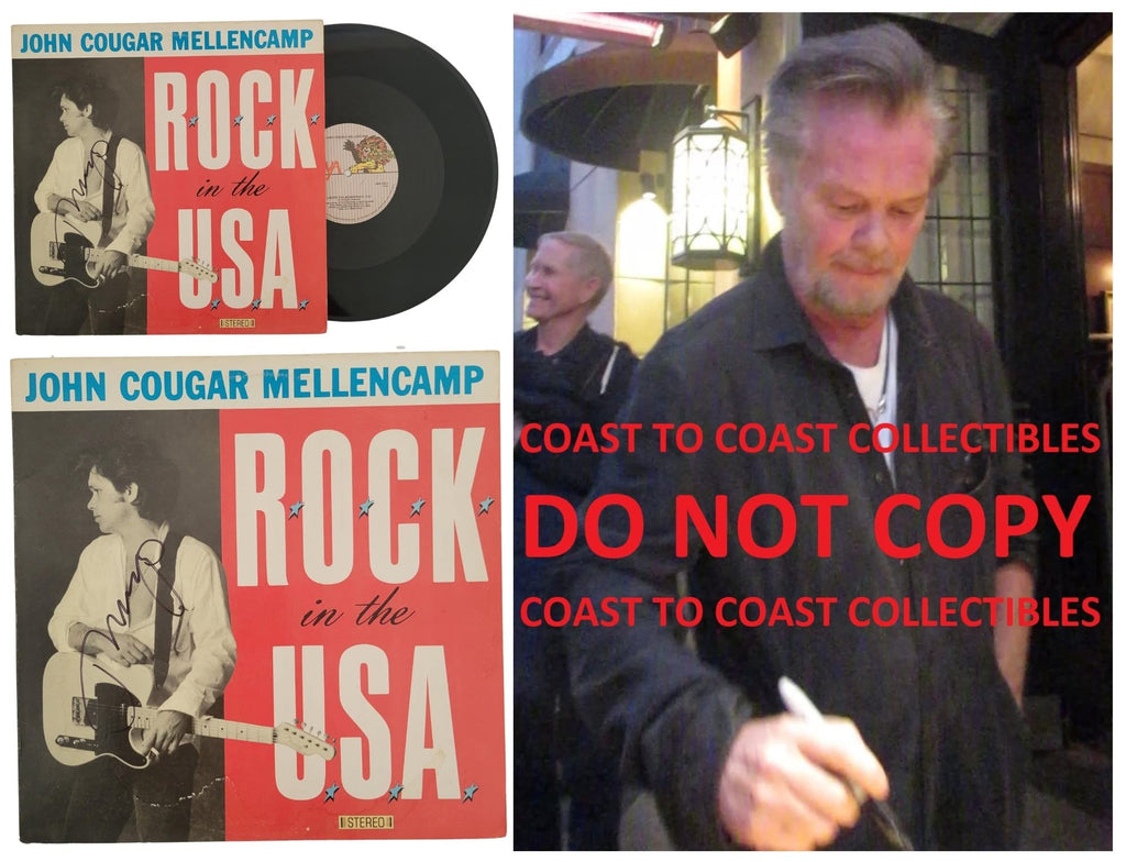 John Cougar Mellencamp signed Rock in the USA album vinyl record COA proof autograph STAR