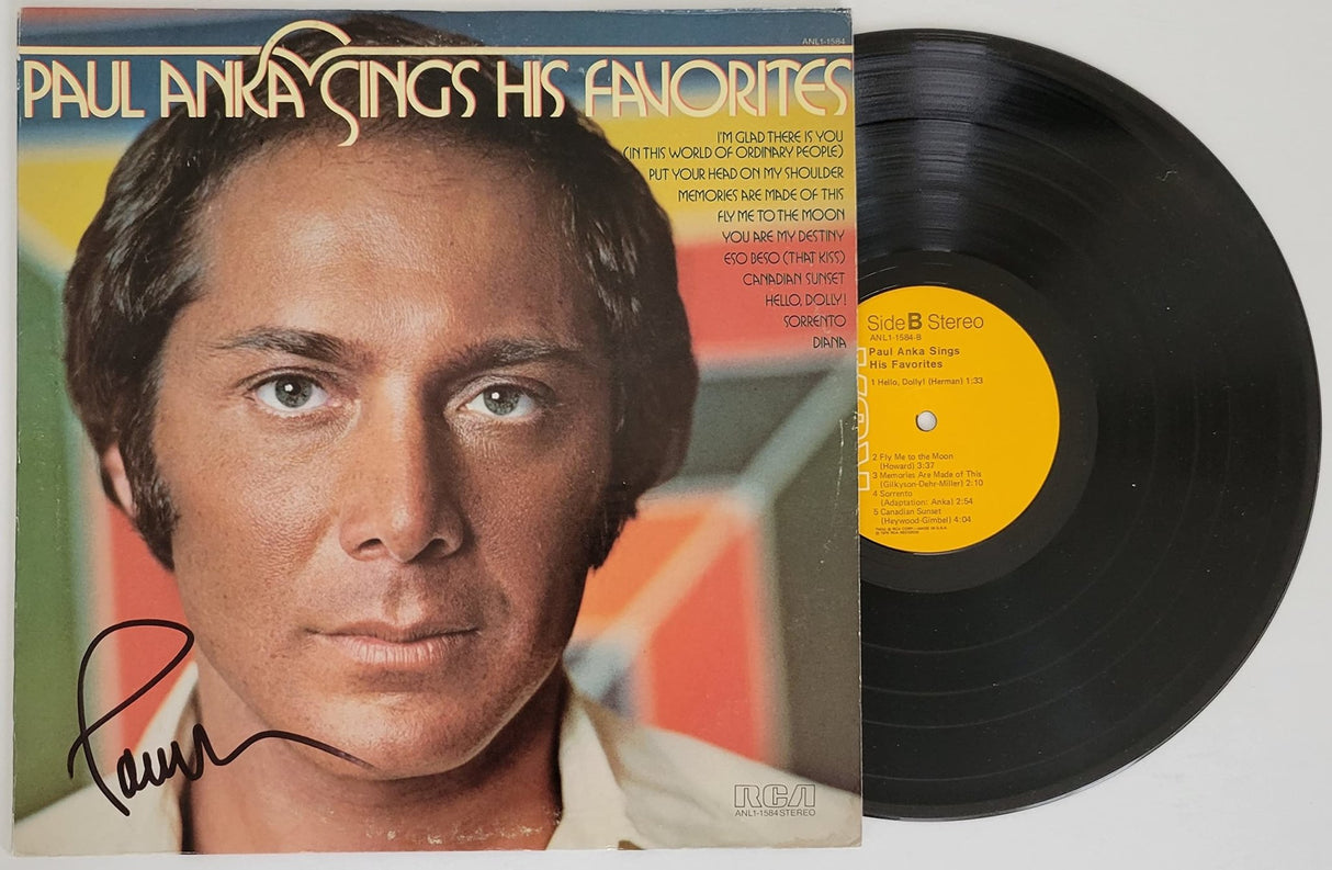 Paul Anka signed Sings his Favorites album vinyl record COA proof autographed STAR