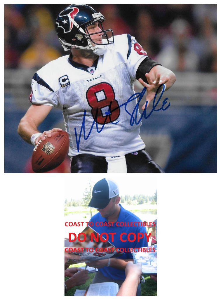 Matt Schaub signed Houston Texans football 8x10 photo COA proof autographed