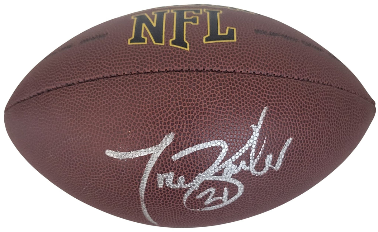 Tiki Barber New York Giants Virginia signed NFL football proof Beckett COA