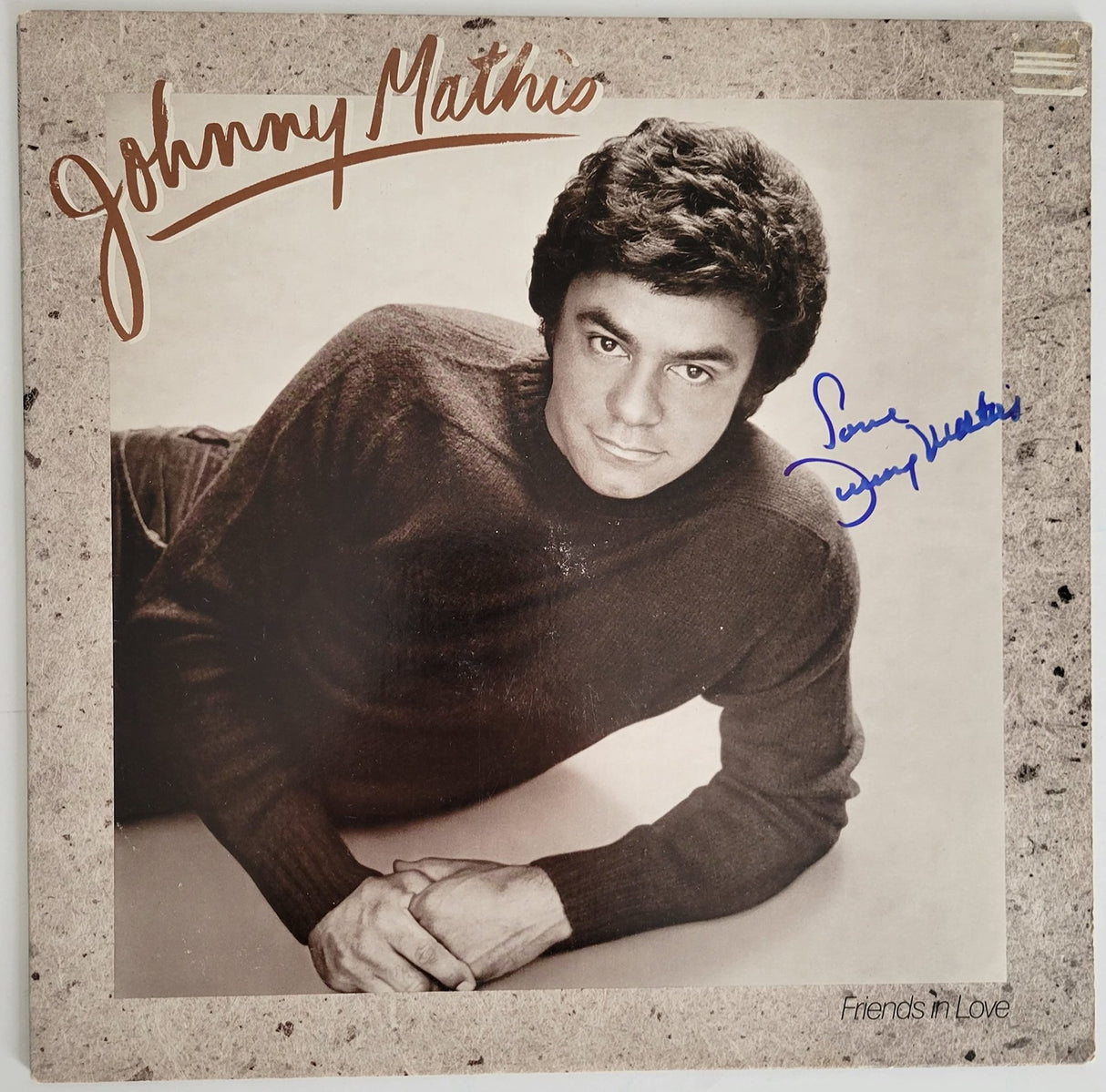 Johnny Mathis signed Friends in Love album, vinyl COA exact proof autographed STAR