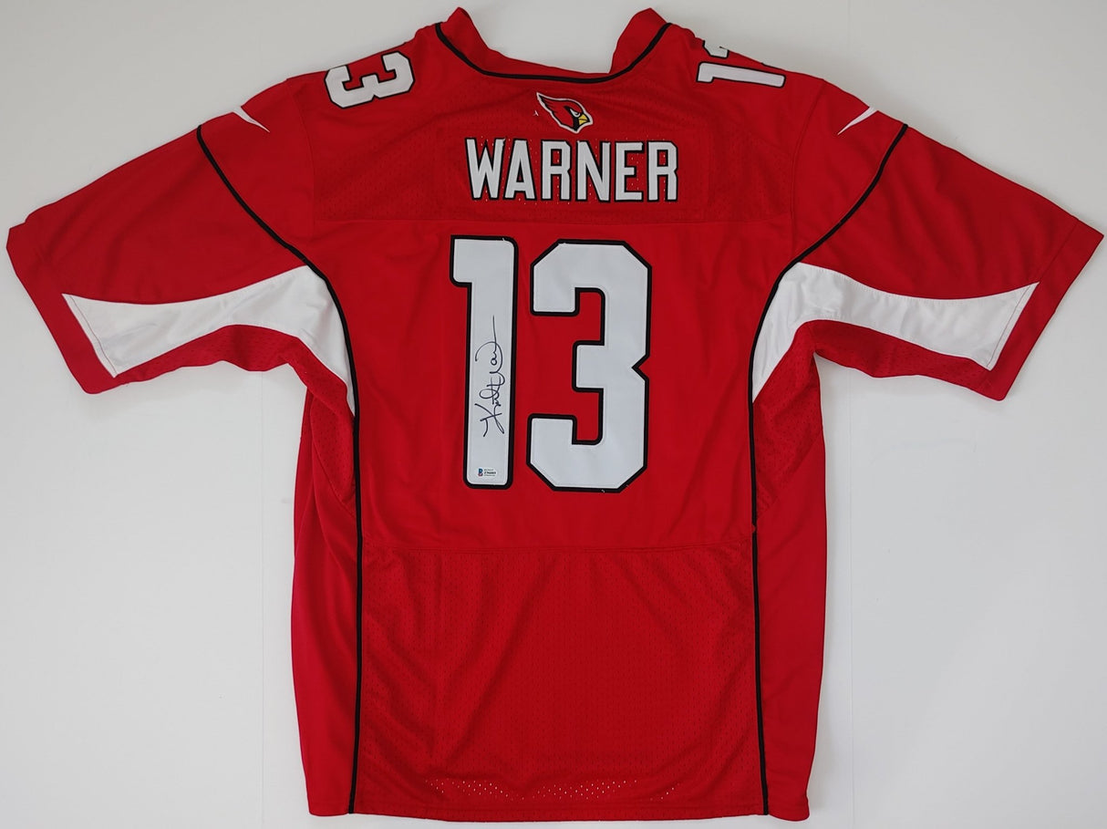 Kurt Warner signed Arizona Cardinals football Jersey proof Beckett COA autographed