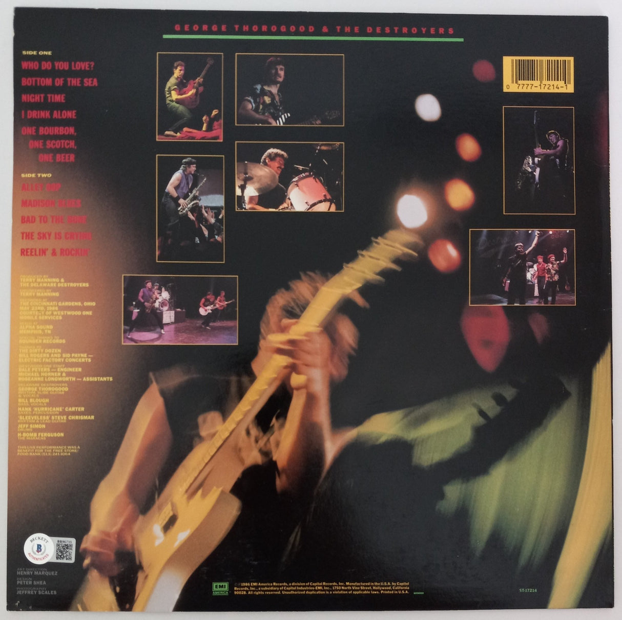 George Thorogood signed autographed Thorogood Live album vinyl proof Beckett COA star