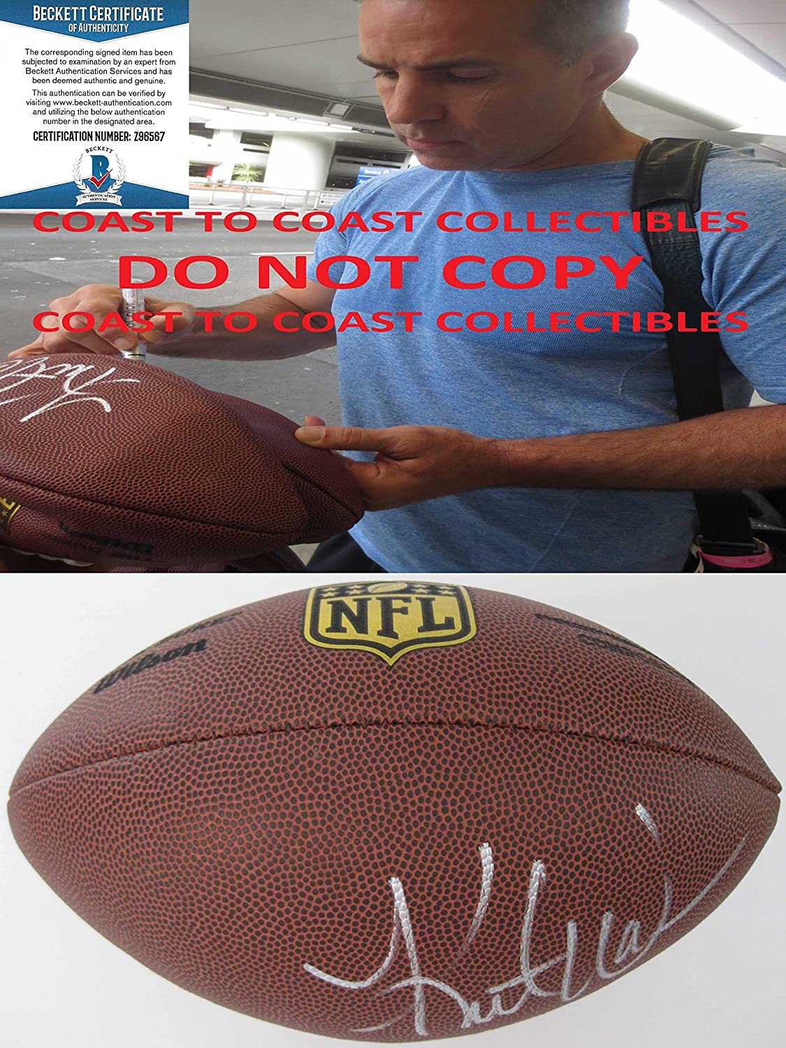 Kurt Warner Cardinals St Louis Rams signed Duke football Proof Beckett