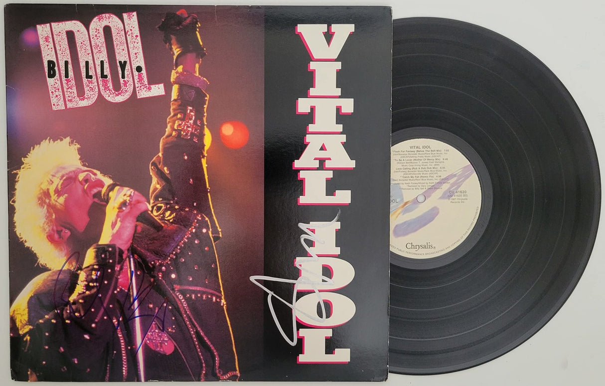 Billy Idol Steve Stevens signed Vital Idol album vinyl COA proof autographed STAR