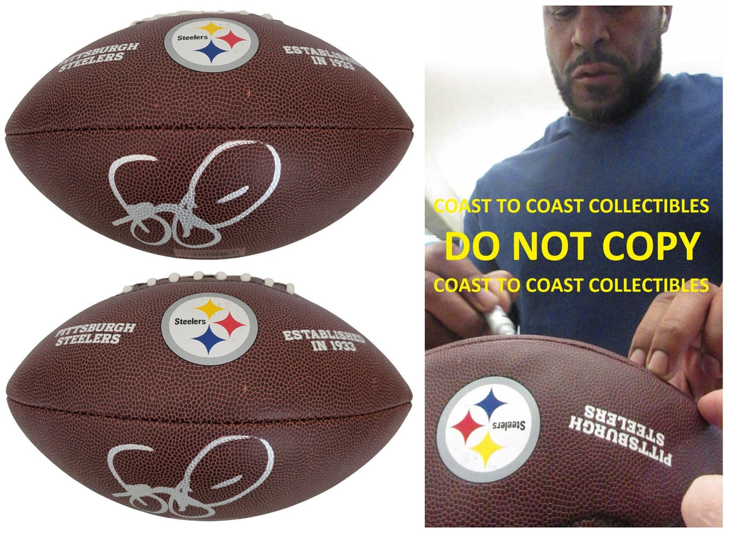 Jerome Bettis signed Pittsburgh Steelers logo football proof COA autographed