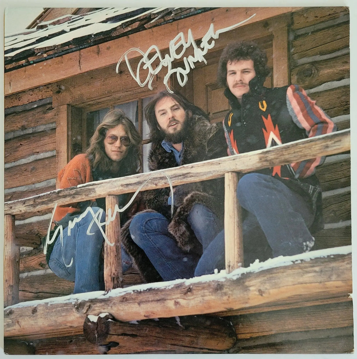 Dewey Bunnell Gerry Beckley signed America Hideaway album vinyl record COA proof STAR