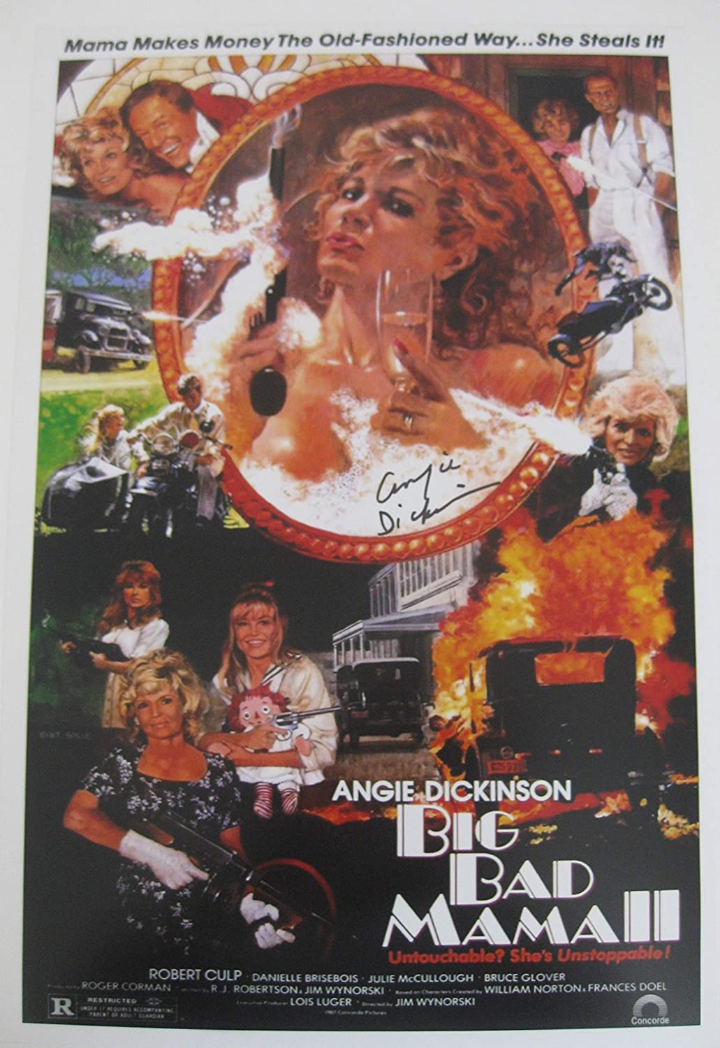 Angie Dickinson signed 12x18 Big Bad Mama II movie photo poster COA proof STAR