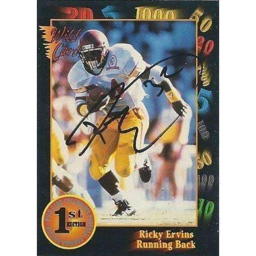 1991, Ricky Ervins, Washington Redskins, USC Trojans, Signed, Autographed, Wild Football Card, Card # 37,
