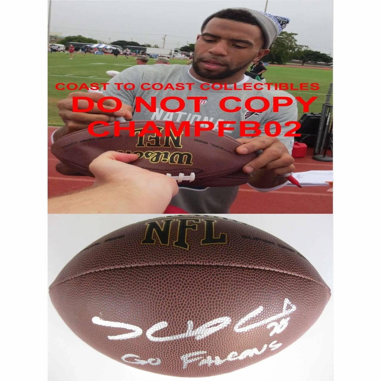 Thomas Decoud, Carolina Panthers, Atlanta Falcons, California Bears, Cal, Signed, Autographed, NFL Football, a Coa with the Proof Photo of Thomas Signing Will Be Included with the Football
