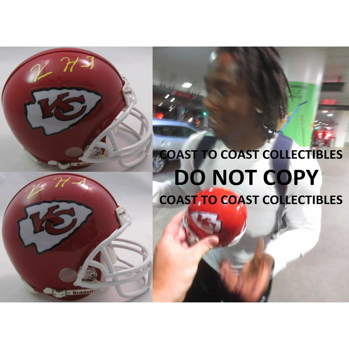 Kareem Hunt, Kansas City Chiefs, Signed, Autographed, Football Mini Helmet, a COA with the Proof Photo of Kareem Signing Will Be Included