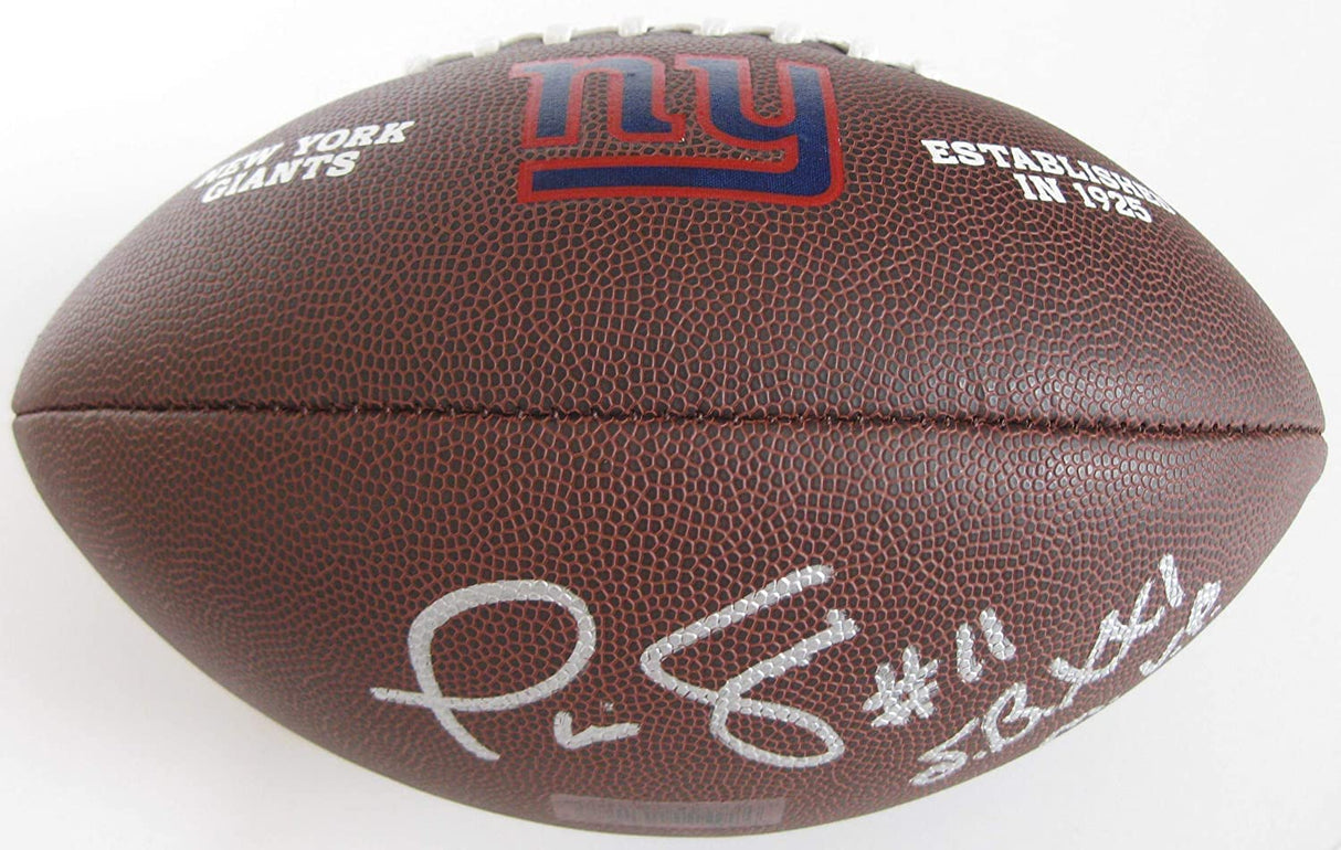 Phil Simms signed New York Giants logo football proof Beckett COA autographed