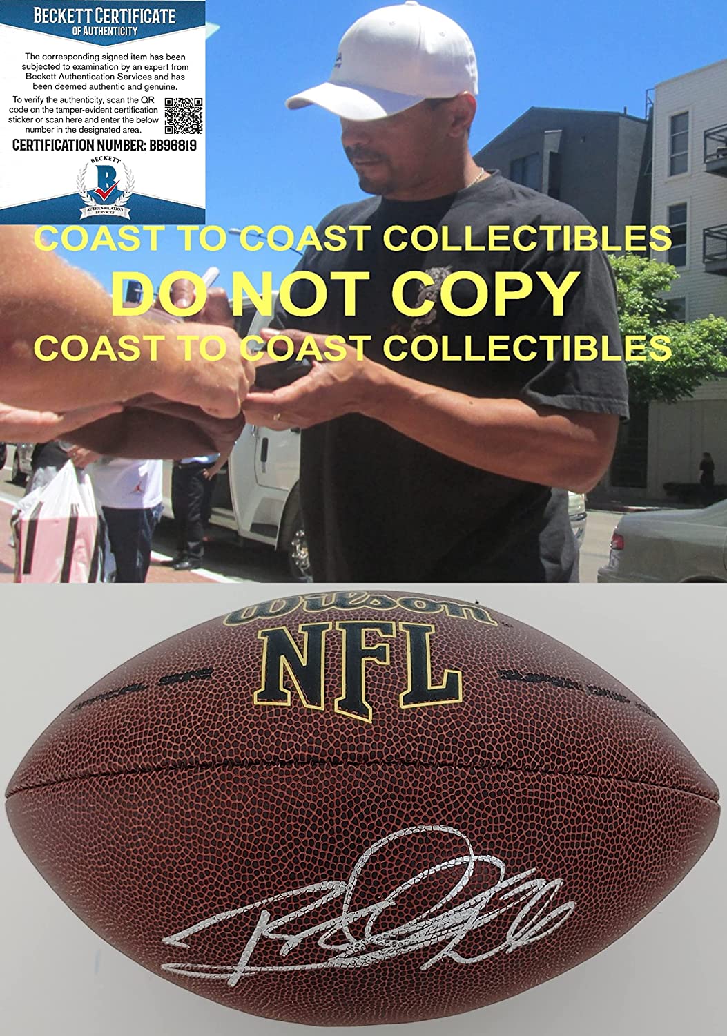 Rod Woodson Pittsburgh Steelers Raiders 49ers signed NFL football proof Beckett COA