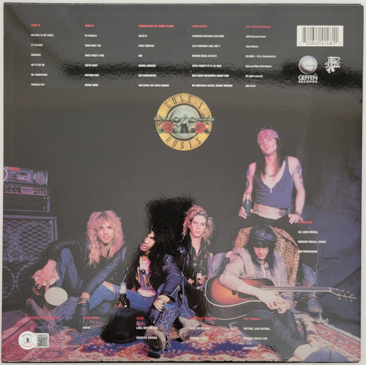 Duff McKagan Steven Adler signed GNR Appetite for Destruction album proof Beckett STAR