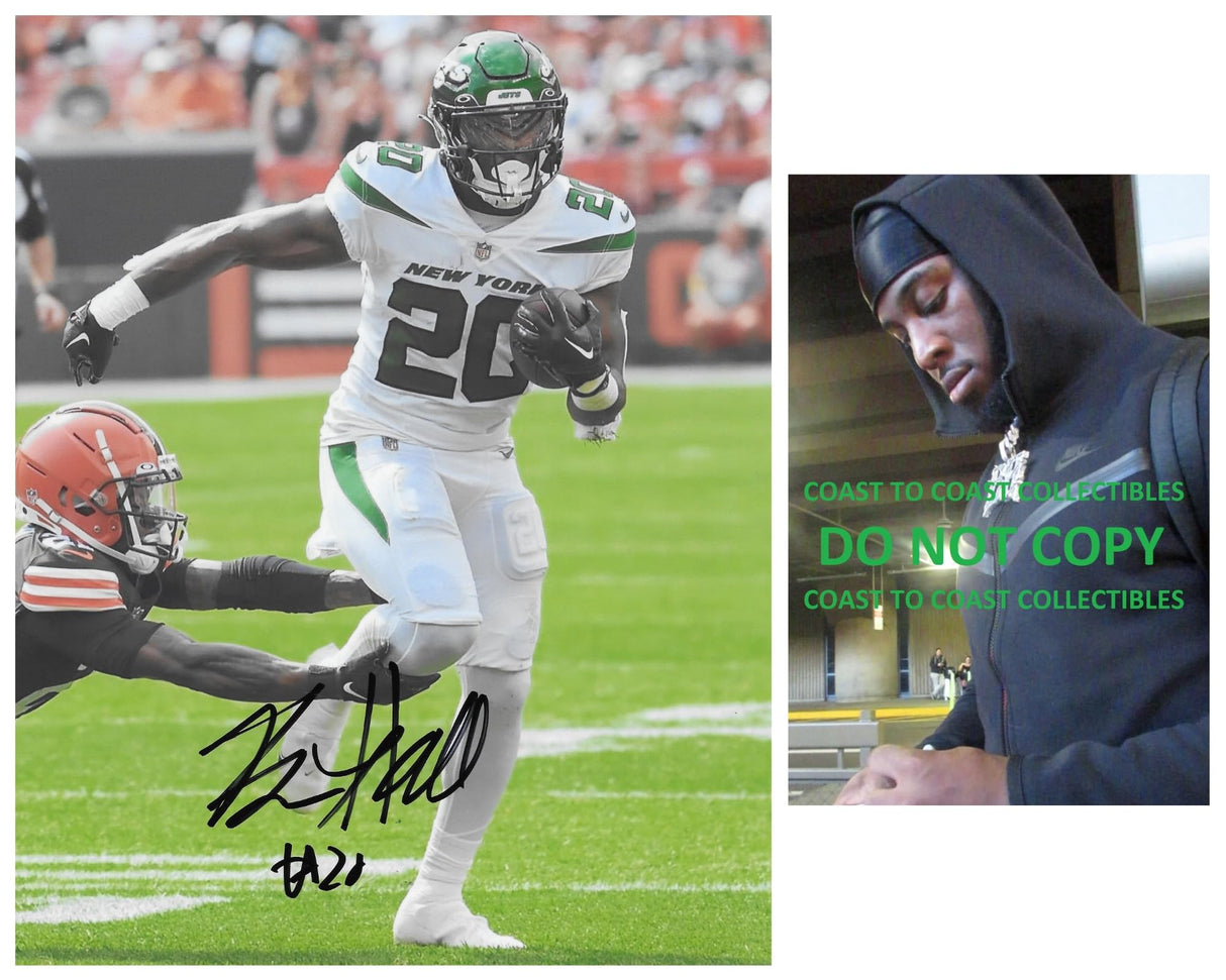 Breece Hall signed New York Jets 8x10 football photo COA Proof autographed.
