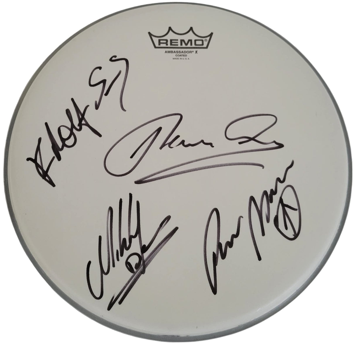 Scorpions band signed 12'' Drumhead Klaus Meine Rudolf Schenker COA exact proof star