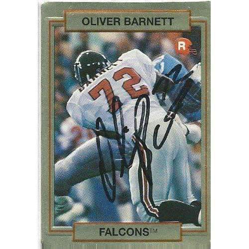 1990, Oliver Barnett, Atlanta Falcons, Signed, Autographed, Action Pack Football Card, Card # 61,