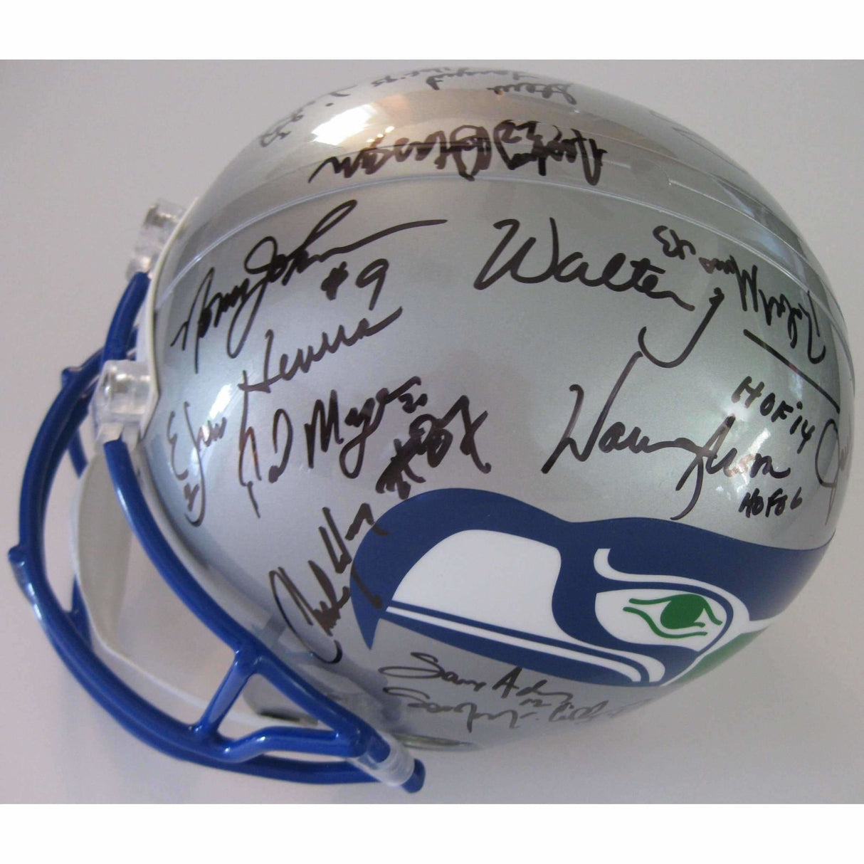 Seattle Seahawks, Legends, Signed, Autographed, Full Size Football Helmet, a Coa and the the Proof Photos of Seahawks Legends Signing Will Be Included.