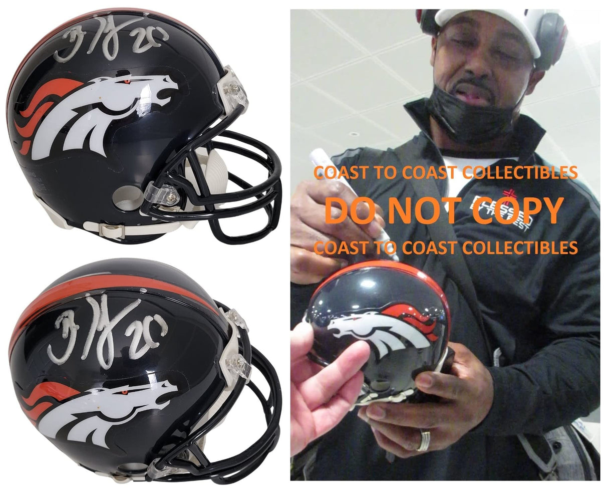 Brian Dawkins signed Denver Broncos mini football helmet autographed COA proof