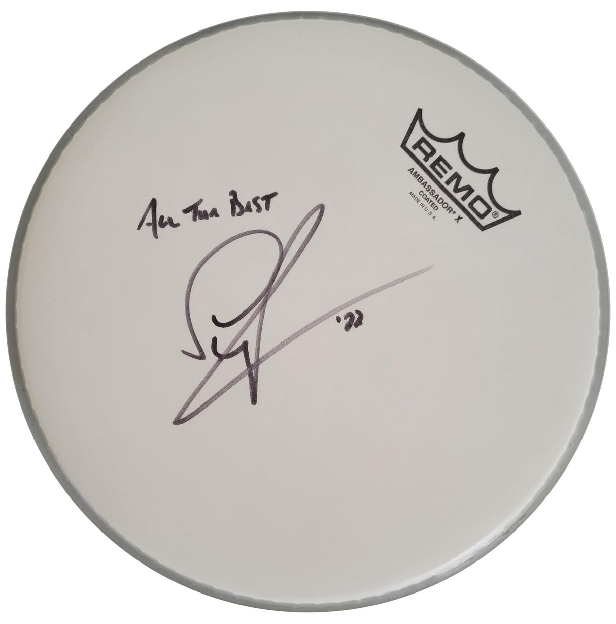 Simon Phillips Judas Priest drummer signed Drumhead COA proof autographed star