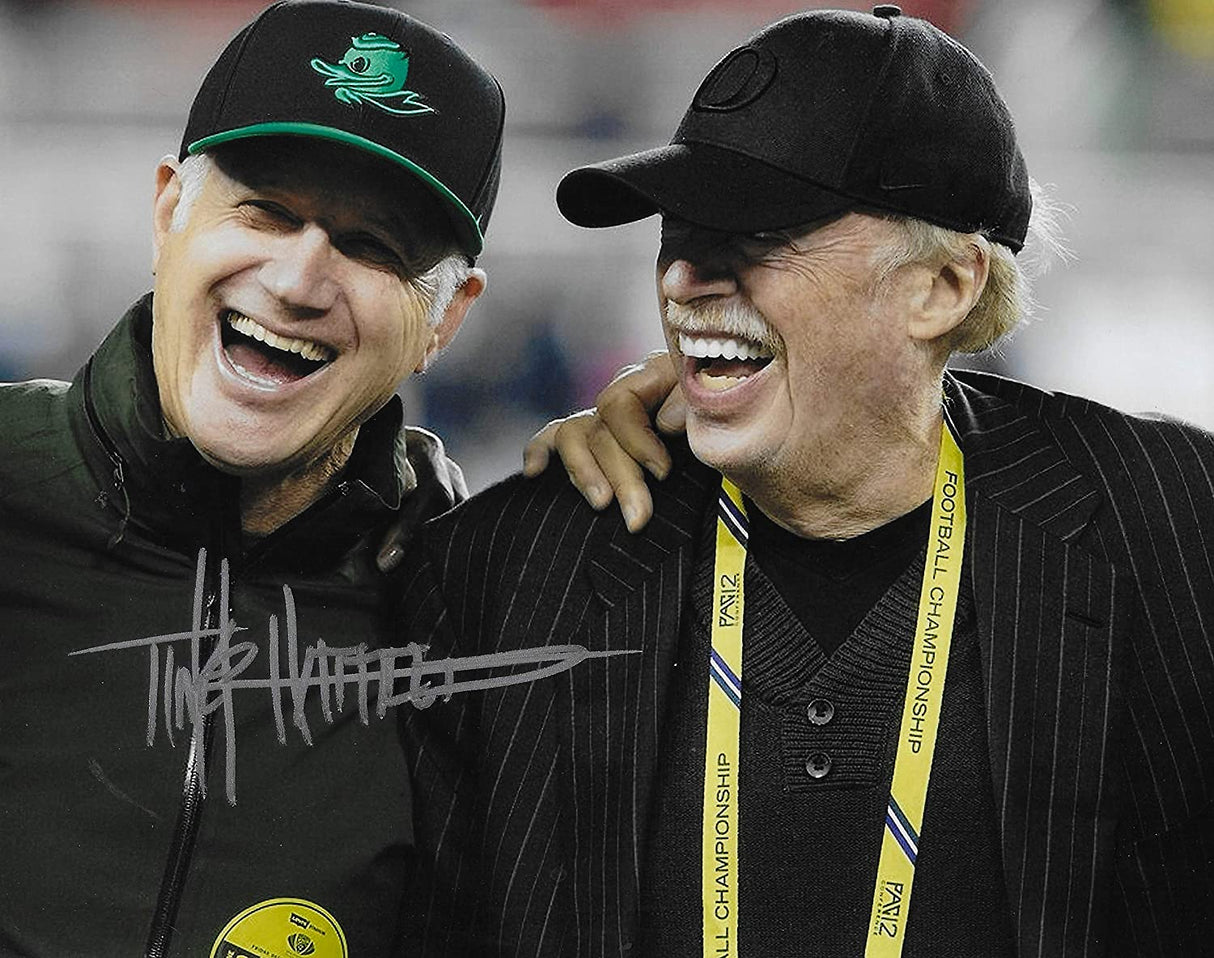 Tinker Hatfield signed Oregon Ducks 8x10 photo Phil Knight COA exact proof STAR