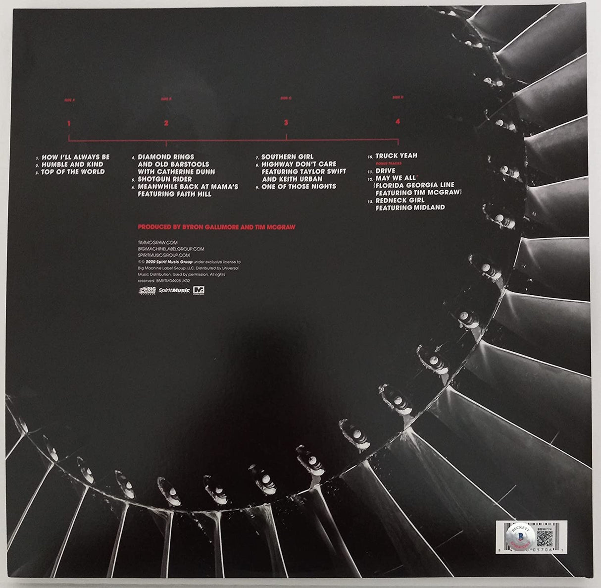 Tim McGraw signed autographed Machine album vinyl Record exact proof Beckett COA Star