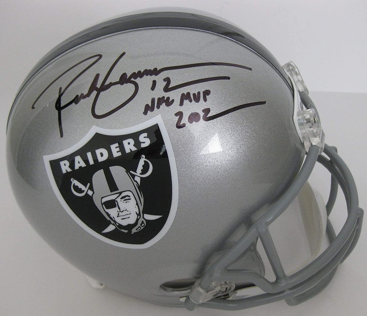 Rich Gannon 2002 NFL MVP signed Oakland Raiders full size helmet proof Beckett COA