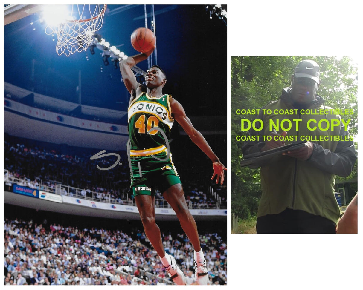 Shawn Kemp signed Seattle Supersonics Basketball 8x10 photo COA proof autographed,