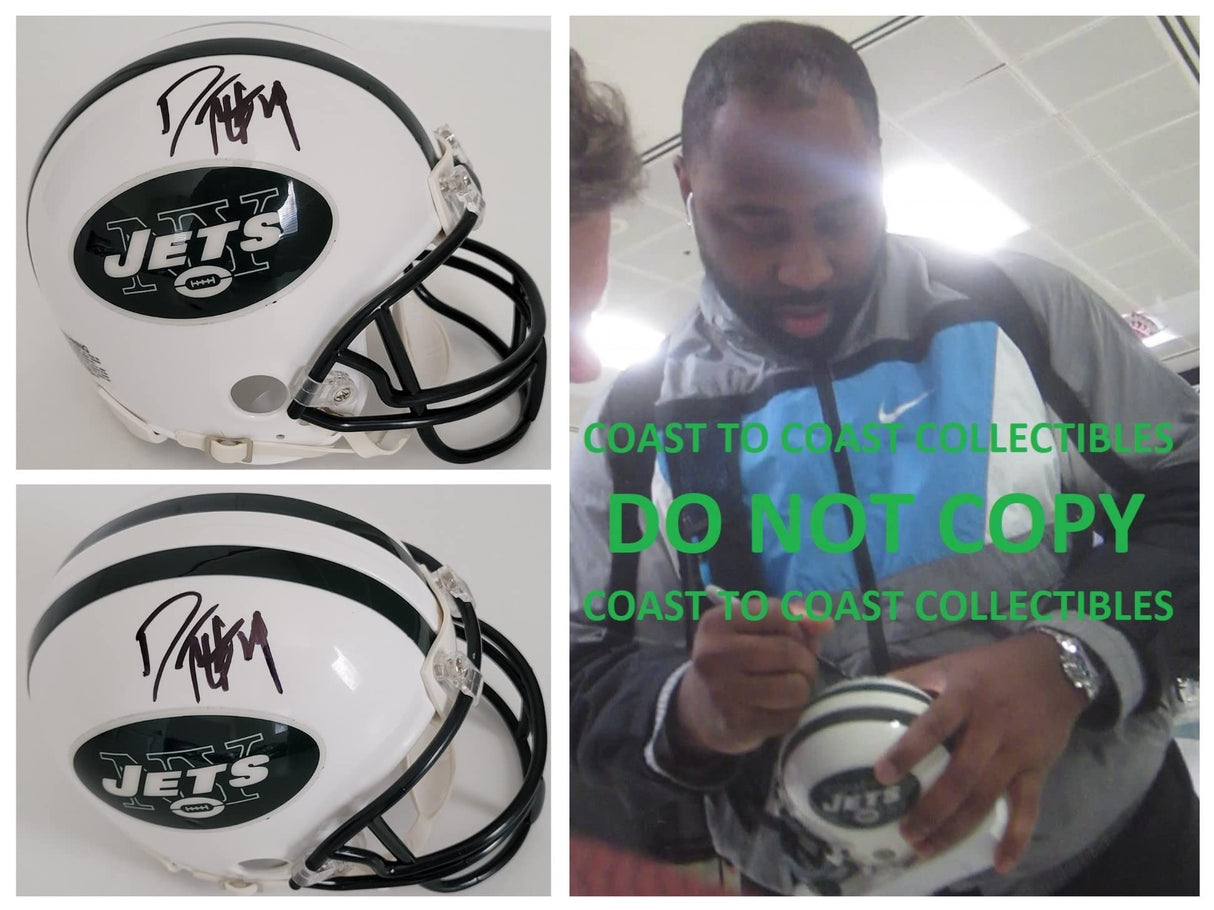 Darrelle Revis HOF signed New York Jets mini football helmet proof COA autographed