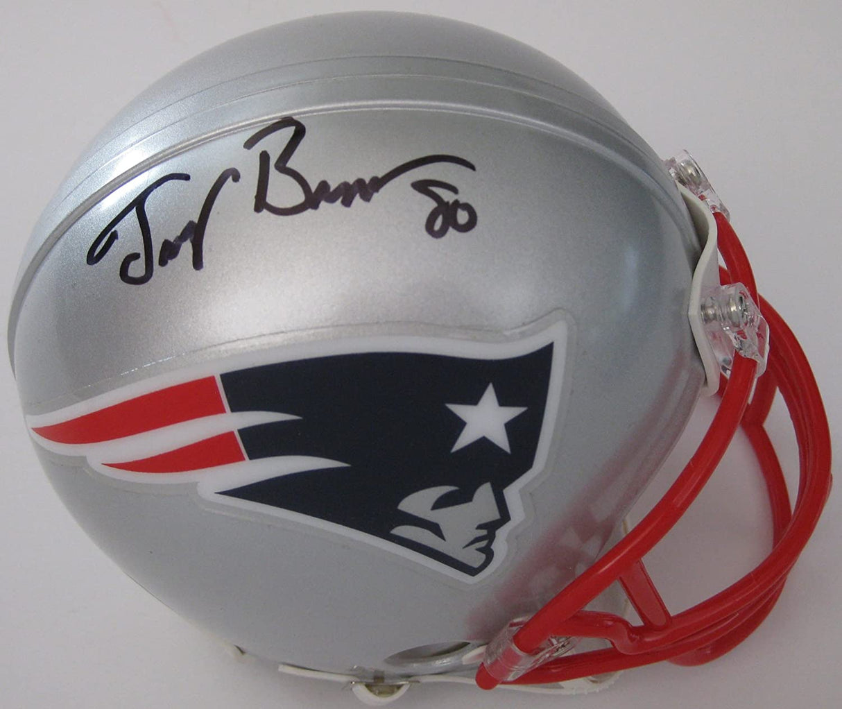 Troy Brown signed New England Patriots mini football helmet proof Beckett COA