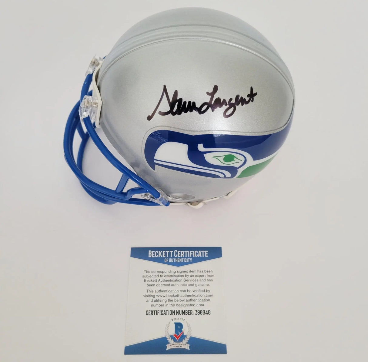 Steve Largent Signed Seattle Seahawks Mini Football Helmet Proof Beckett Autographed