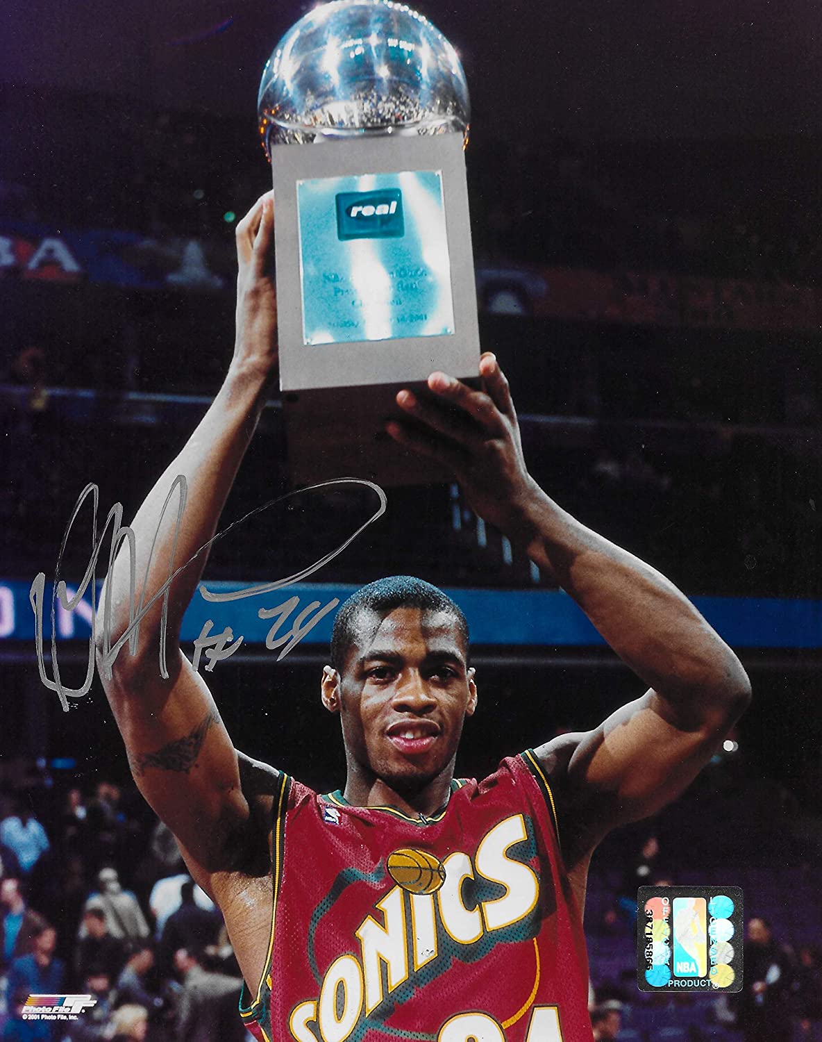 Desmond Mason Seattle Supersonics signed basketball 8x10 photo COA.