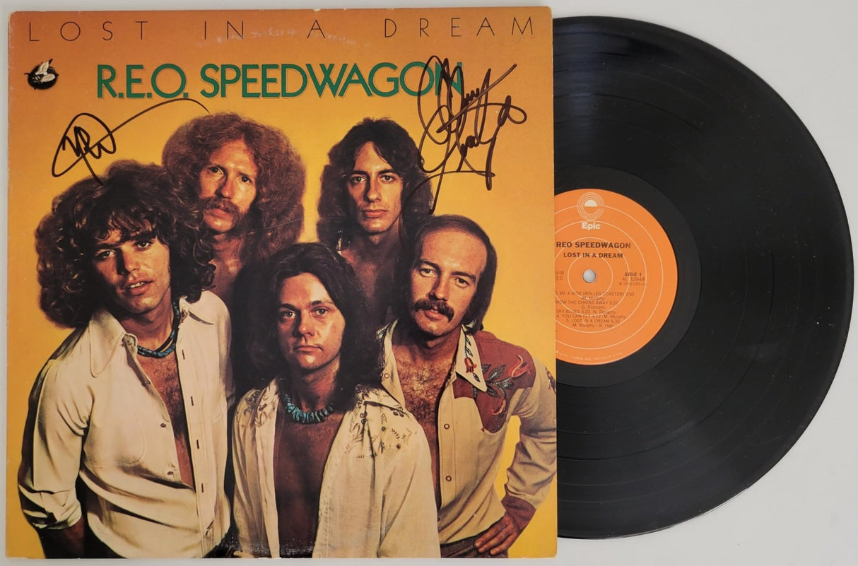 REO Speedwagon Signed REO Speedwagon Lost in a Dream Album Proof COA Autographed Vinyl Record